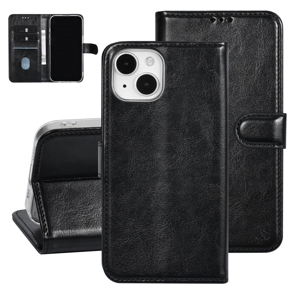 UNIQ Accessory Handyhülle für iPhone 15 - Book Case Kunstleder mit 3 Kartenfächer No.708