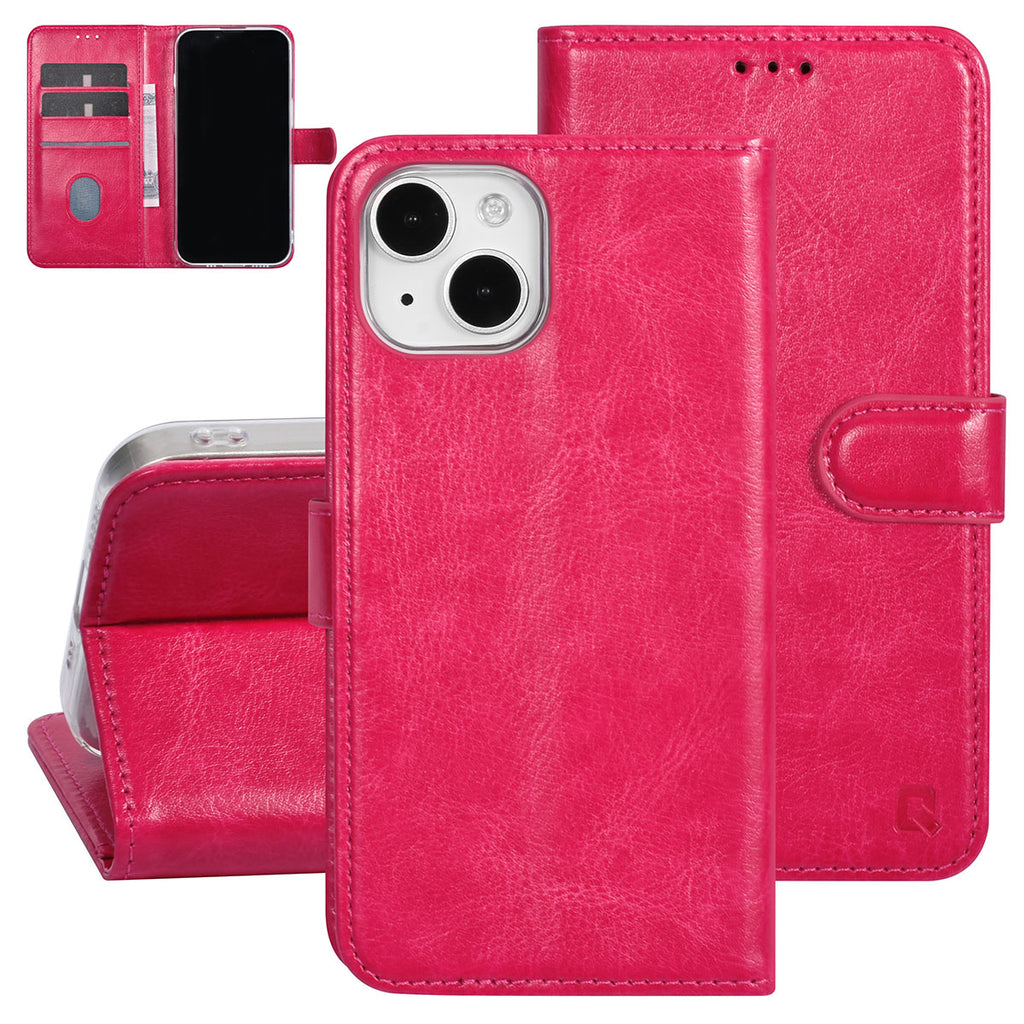 UNIQ Accessory Handyhülle für iPhone 15 - Book Case Kunstleder mit 3 Kartenfächer No.707 Pink