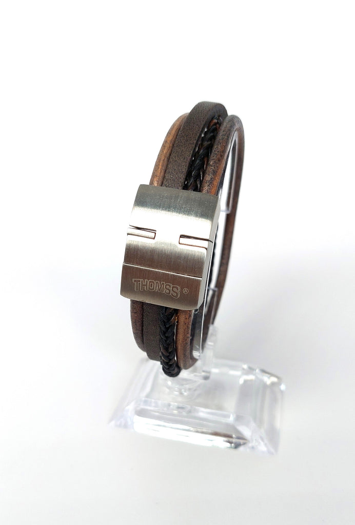 Lederarmband No.21 Unisex - Leder & Edelstahlverschluss - Umfang 21 cm Braun