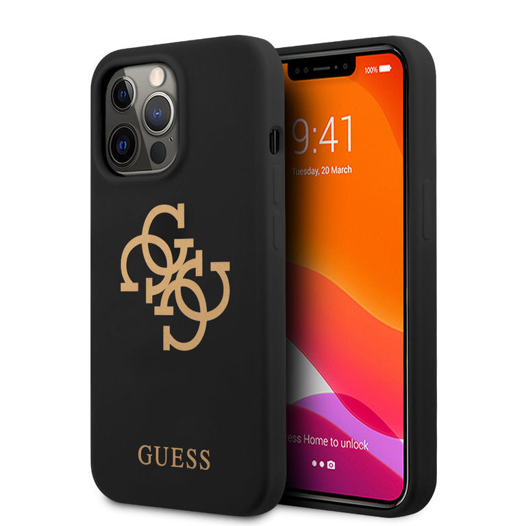 Handyhülle iPhone 13 Pro Max - Guess Case Gold 4G Logo Druck No.357 Schwarz