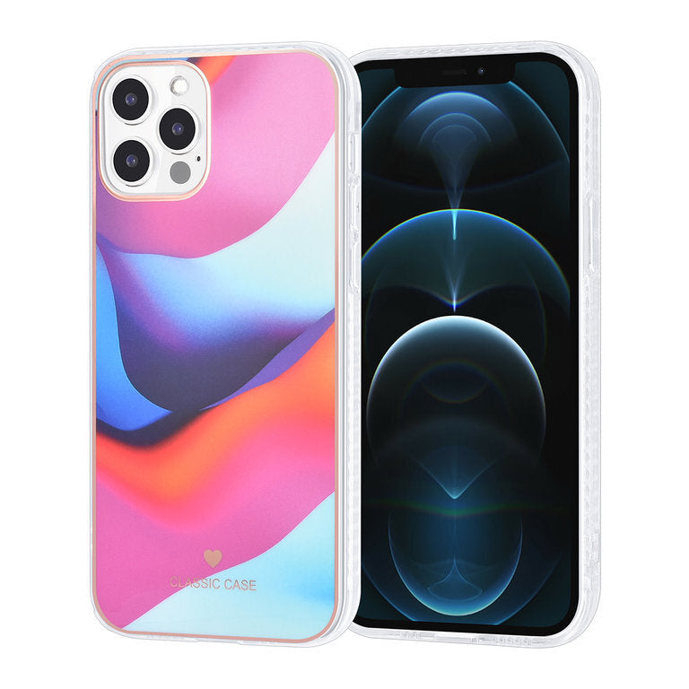UNIQ Accessory Handyhülle iPhone 12 / 12 Pro Wavy Colors Blau Pink No.102