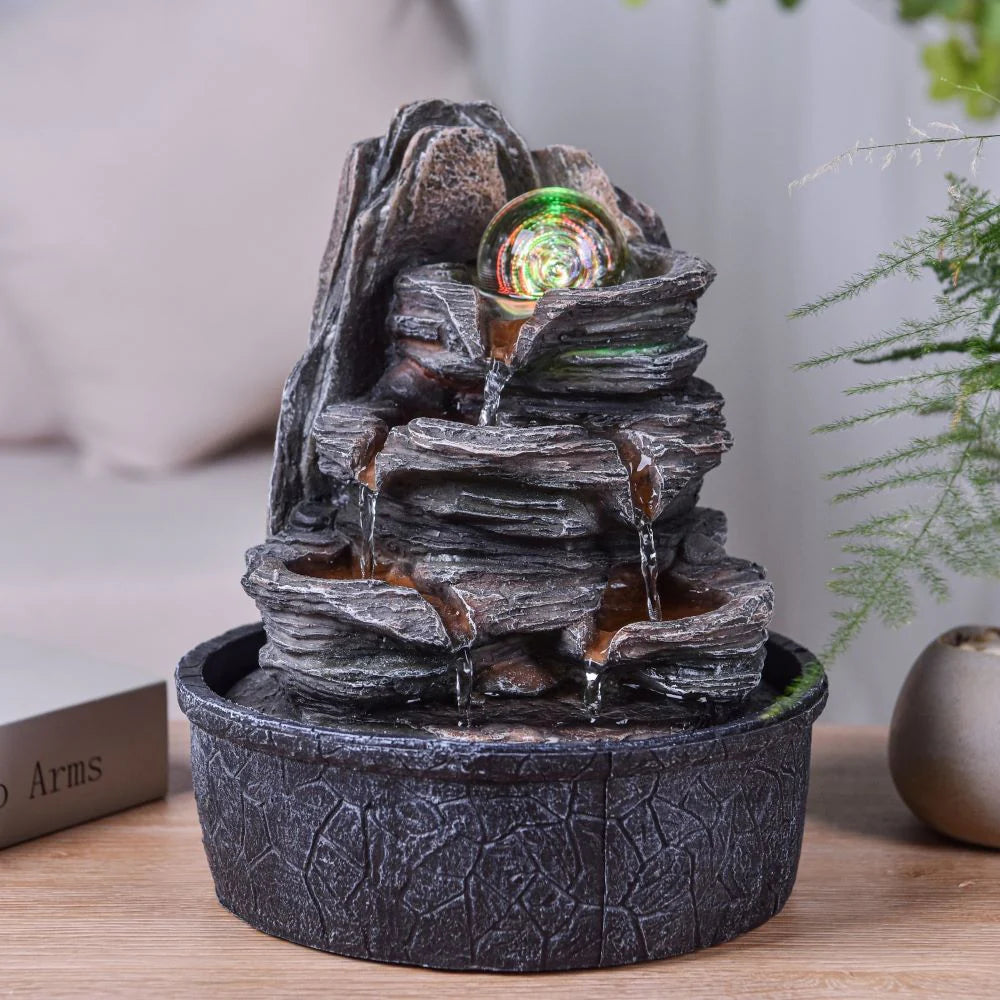 Zen Arôme Luberon-Brunnen für den Innenbereich mit Drehkugel & Farbwechsel-LED-Beleuchtung No. 88