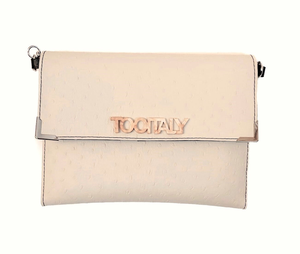 Clutch Upcycling No.52 TOOitaly Handmade in Italy Kunstleder Beige 