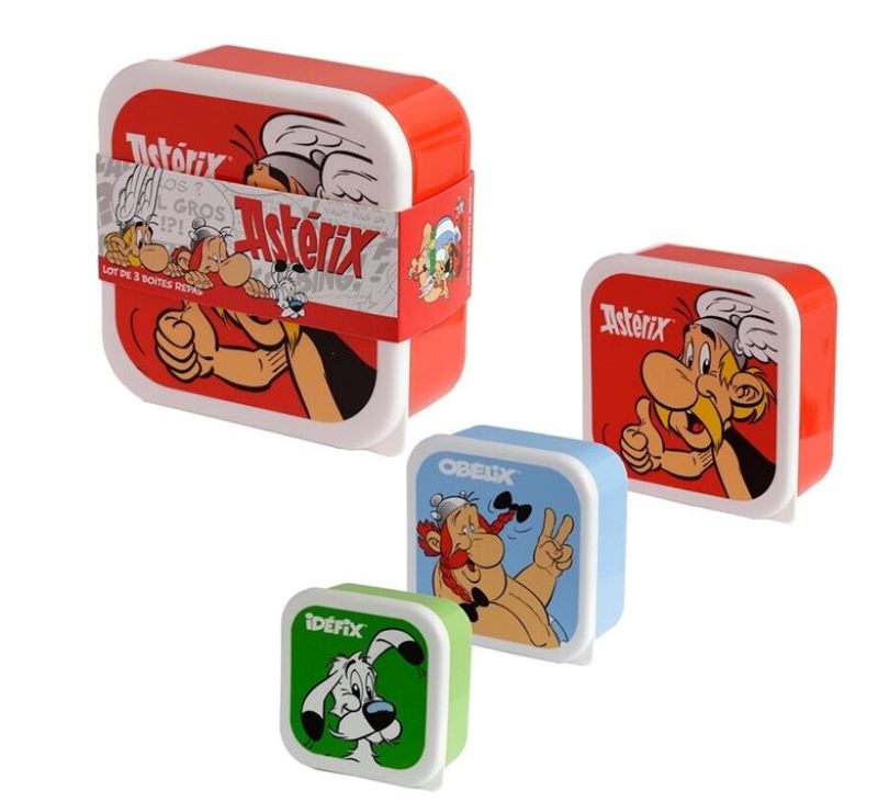 Znüniböxli BPA-frei Zvieriböxli Asterix Obelix und Idefix 3er Set Rot