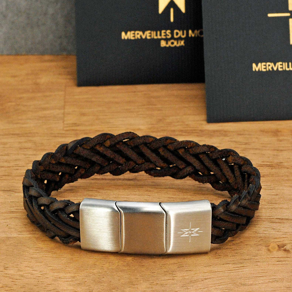 Merveilles du Monde Lederarmband grössenverstellbar mit Verlängerung von 19,7 cm bis 21 cm