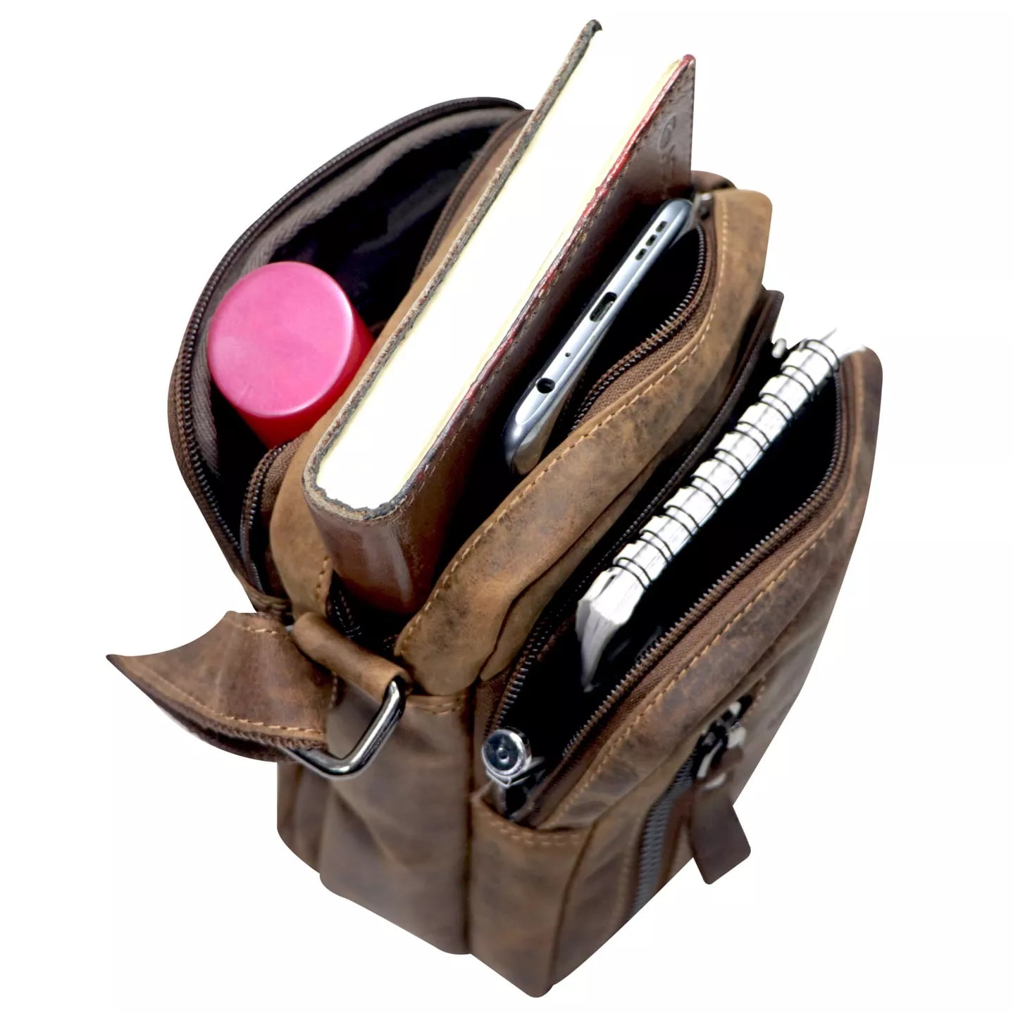 Greenwood Herrentasche Leder Zoll Nili Vintage Khaki Braun