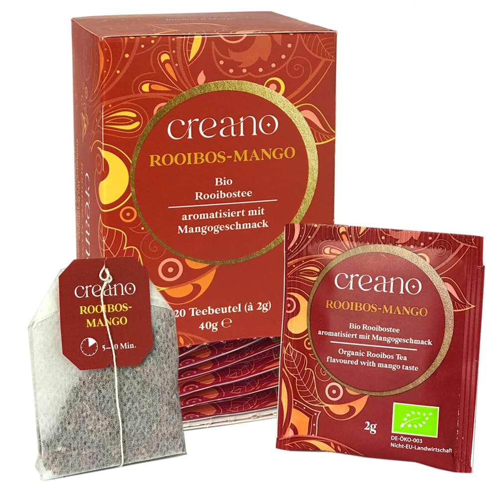 Creano Tee Bio-Teebeutel Rooibos-Mango Packung mit 20 Beutel No.16