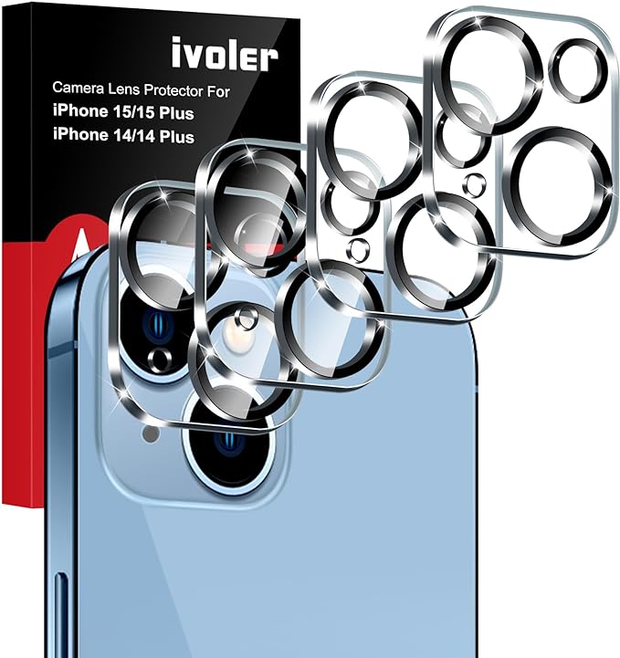 Ivoler 4 Stück Kameraschutz für iPhone 14 /15/14 Plus/15 Plus Farblos