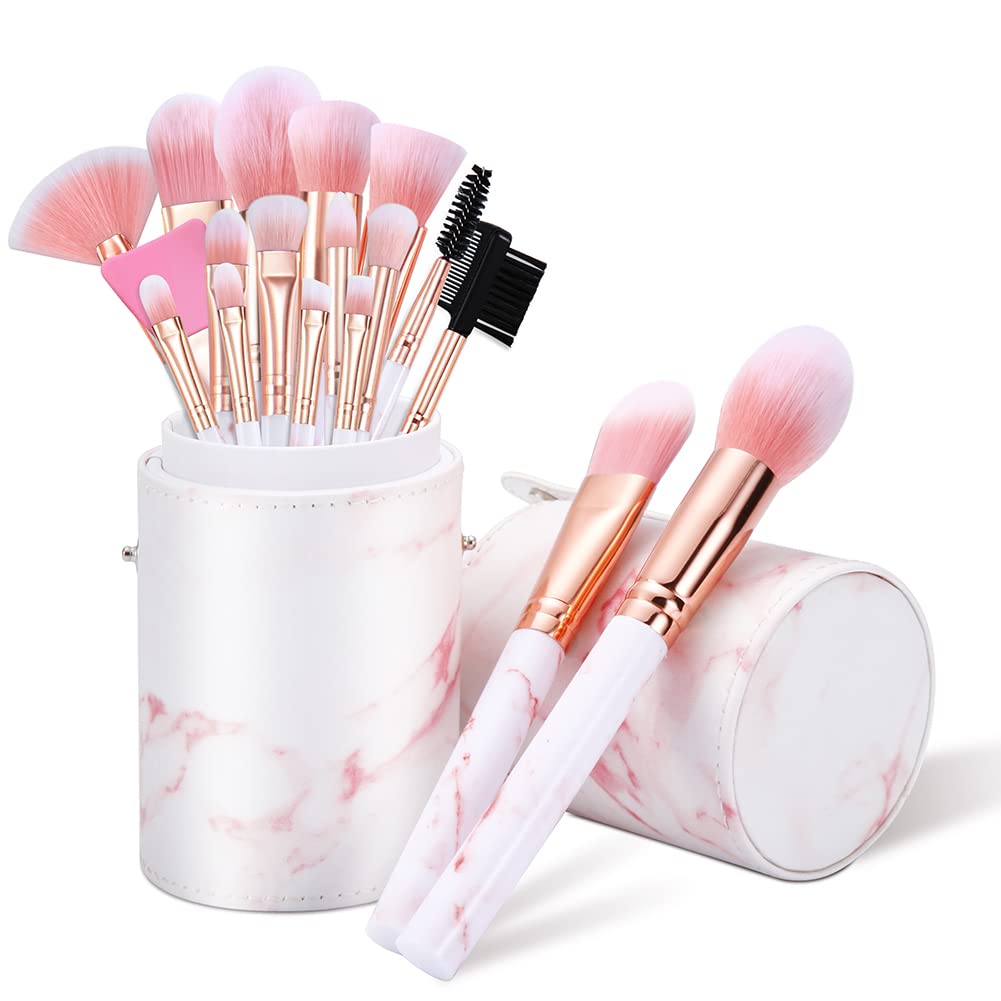 START MAKERS Pinselset Make up 16 Stück Rosa Marmoriert