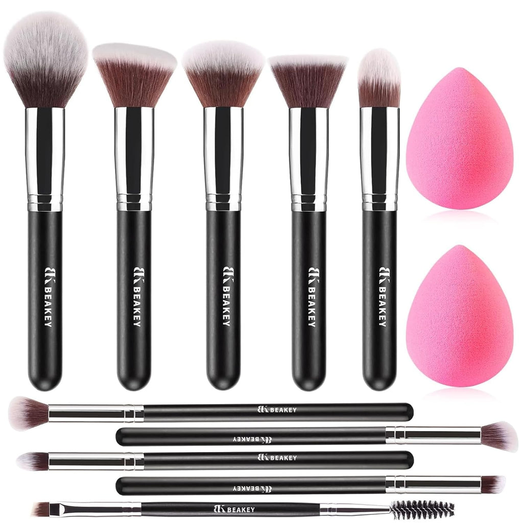 BEAKEY Pinselset Make up 10 Stück + 2 Schwamm
