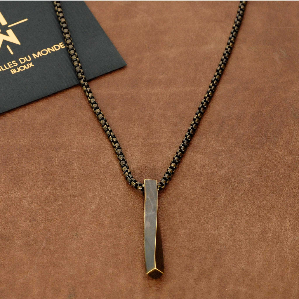 Merveilles du Monde Halskette aus Edelstahl Endbearbeitung und Bronze antik