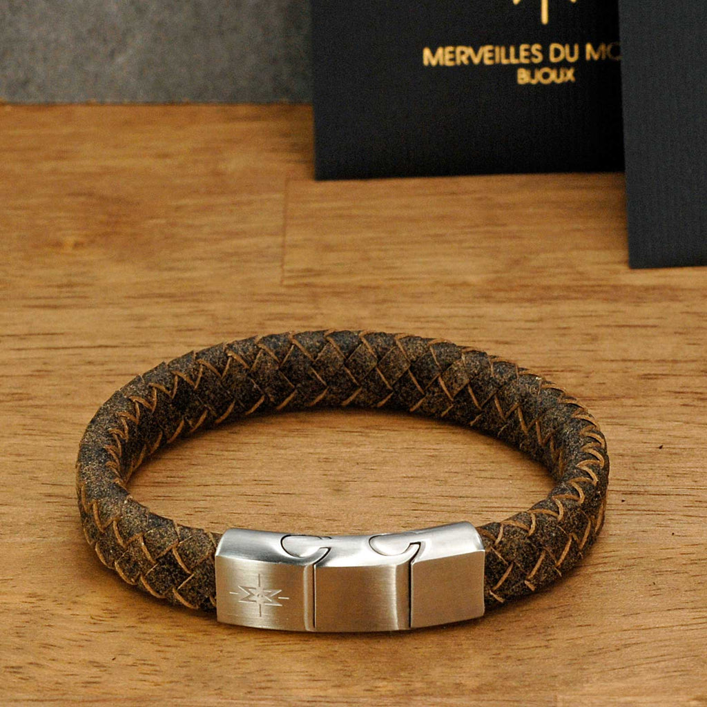Merveilles du Monde Lederarmband grössenverstellbar mit Verlängerung von 20,5 cm bis 22 cm