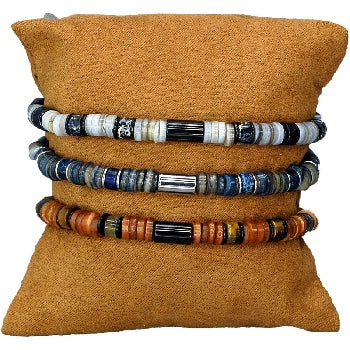 Merveilles du Monde Mehrreihiges Armband aus Tigerauge und Achat- Umfang 20 cm