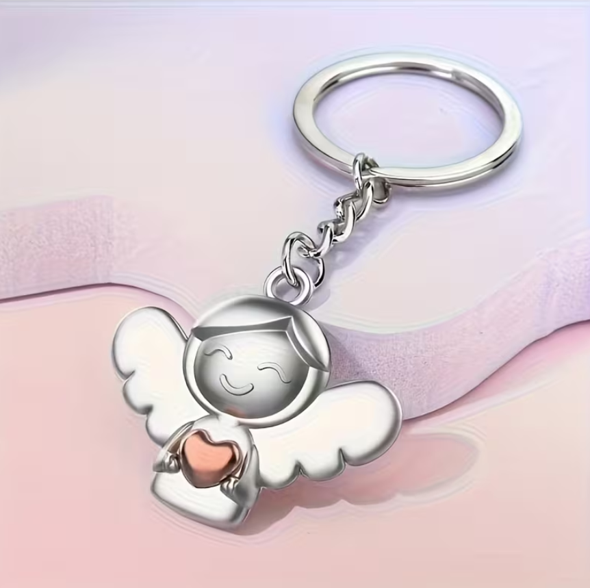 Ambiance1 Schlüsselanhänger mit charmantem silbrigen Engel Schutzengel mit Herz