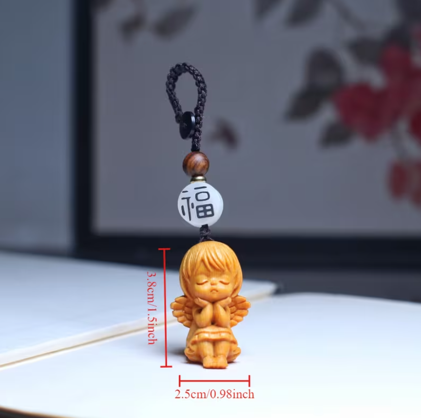 Ambiance1 Taschenanhänger Schlüssel Anhänger mit Engel Schutzengel aus Holz