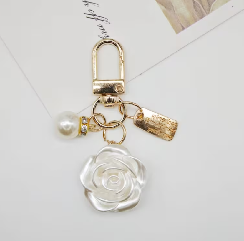 Ambiance1 Schlüssel/Taschenanhänger Rose weiss