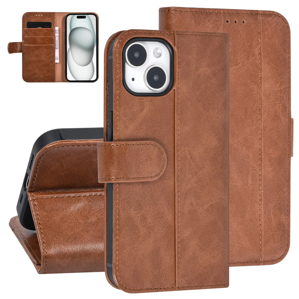 Handyhülle iPhone 15 - UNIQ Accessory Book-Case Kunstleder mit 3 Kartenfächer No.709