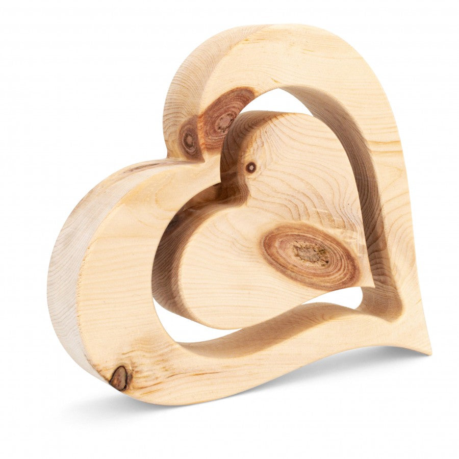 Zirbenholz Herz schwebend 20 cm - naturbelassen - ZNatur No.123