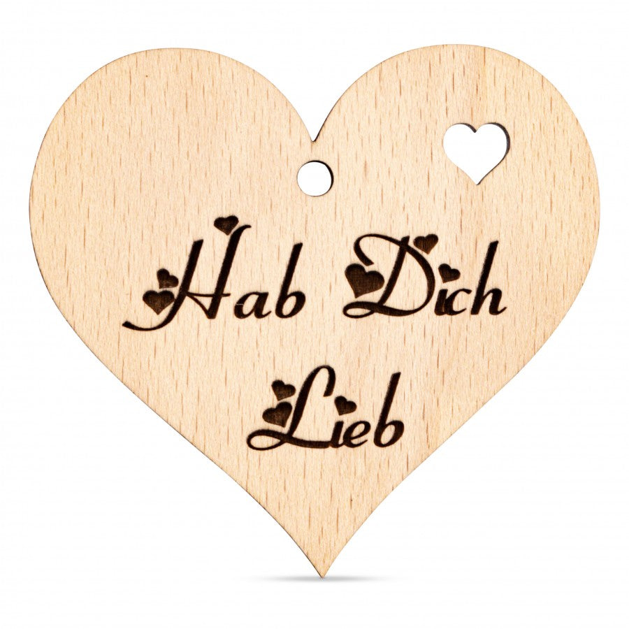 Herz Anhänger Deko mit Gravur - Hab Dich lieb - ZNatur No.85