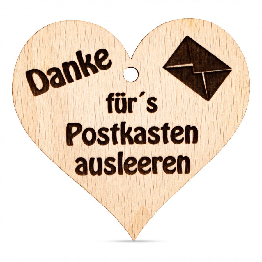 Herz Anhänger Deko mit Gravur - Danke fürs Postkasten leeren - ZNatur No.89