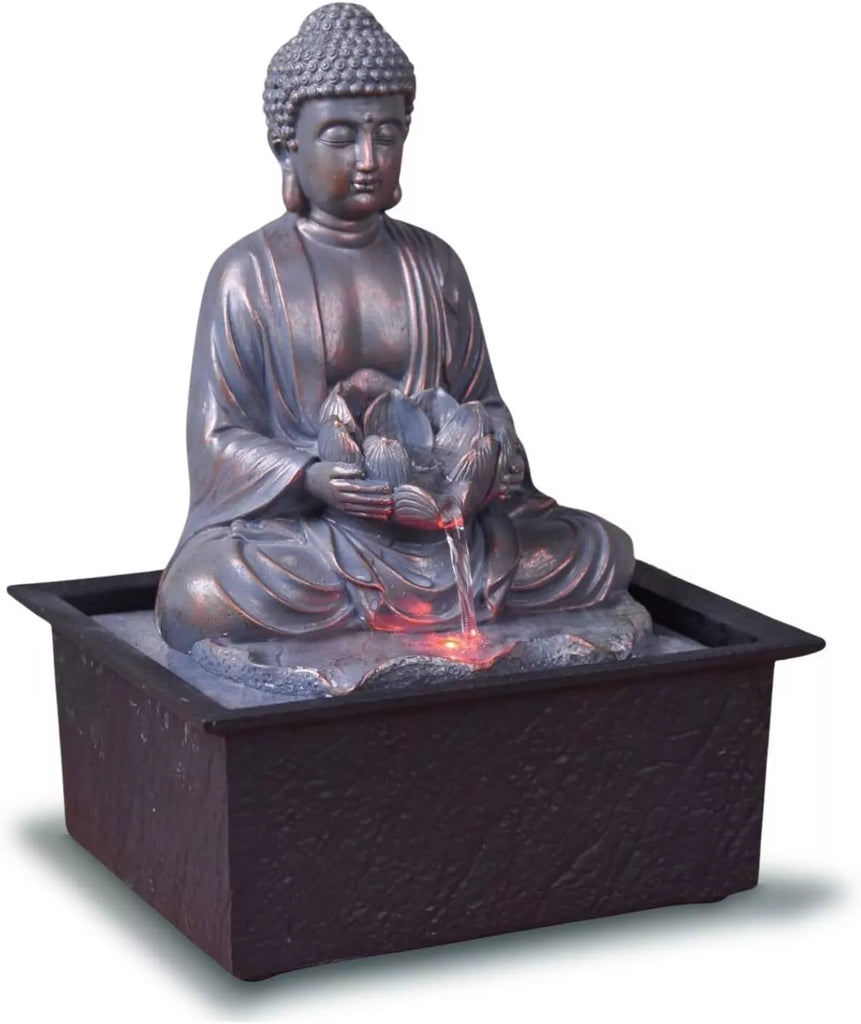 Zen Arôme Buddha Zimmerbrunnen Tischbrunnen Meditationsbrunnen mit LED-Beleuchtung - Sutra