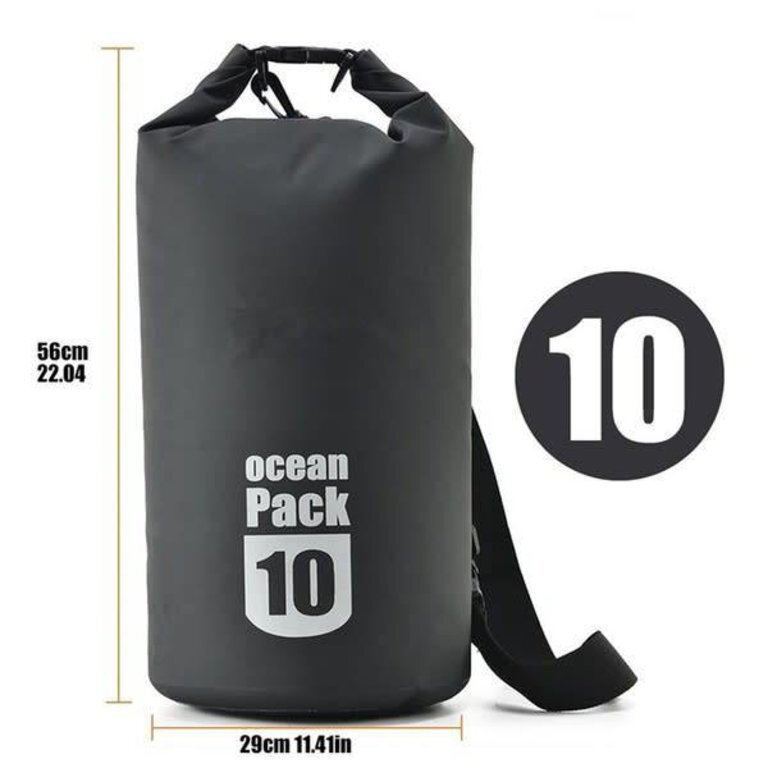 Ocean Pack Dry Bag 10 Liter wasserdichter Rucksack No.17 PVC Schwarz