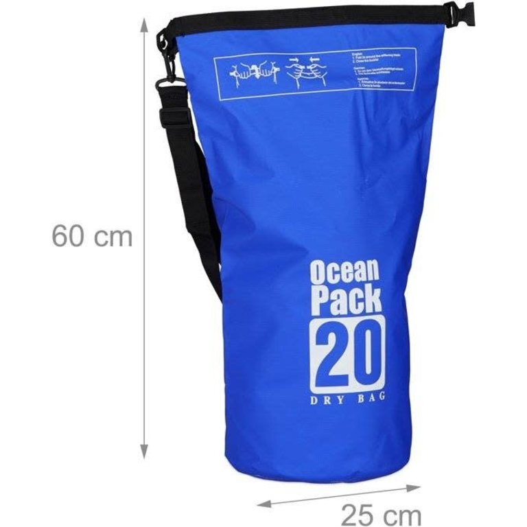 Ocean Pack Dry Bag 20 Liter Wasserdichter Rucksack No.19 Blau