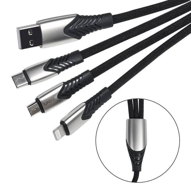 Schnellladekabel 3-in-1-USB-Lade & Datenübertragungskabel Schwarz