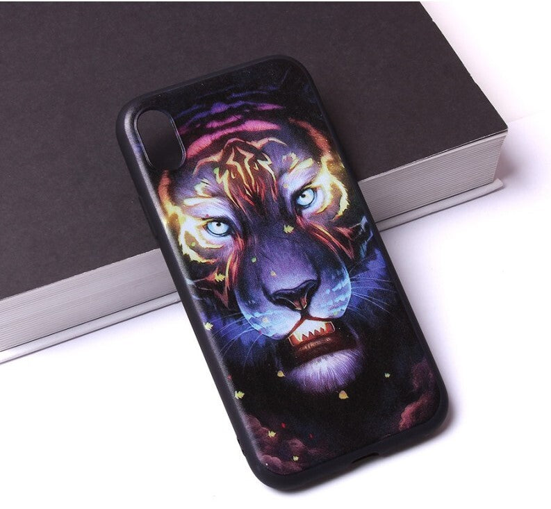 Handyhülle iPhone X-XS Nano Silikon Case Schwarz Tiger Mehrfarbig