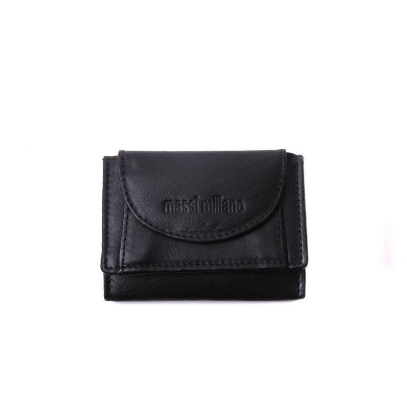 Portemonnaie, Geldbörse Mini Leder No.8 Schwarz