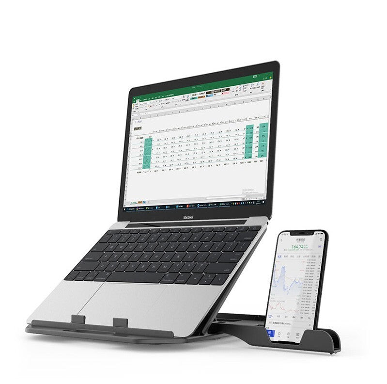 Laptop McBook-Ständer mit Lüftungsschlitzen, Handyhalterung Schwarz