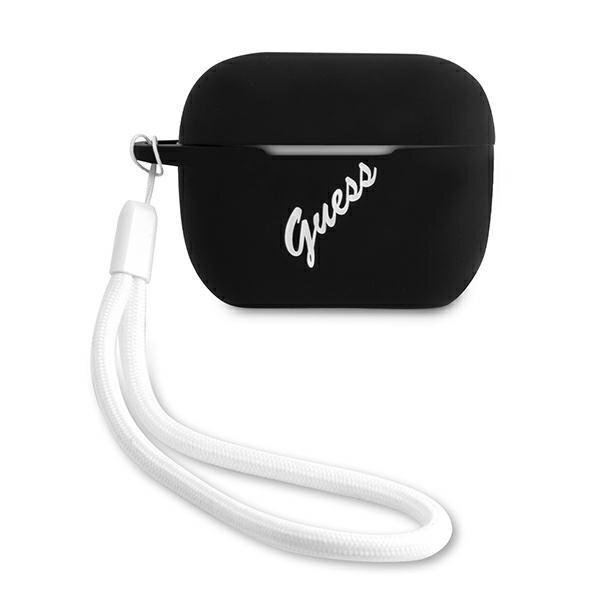 AirPods Pro Schutzhülle Guess Silikon Schwarz mit weisser Handschlaufe