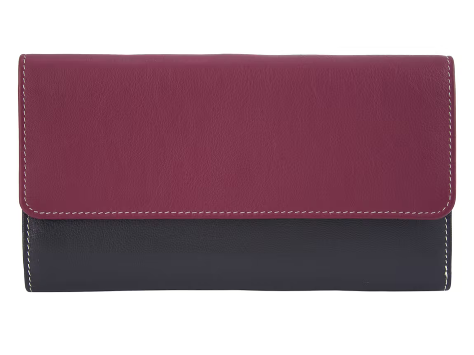 Portemonnaie Damenbörse Maja No.8 Gross Leder RFID-Schutz Handgefertigt! Pink Schwarz Mehrfarbig