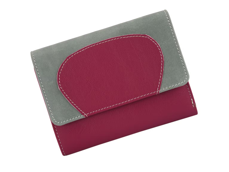 Portemonnaie Damenbörse Gabi No.0 Medium RFID Schutz Handgefertigt Pink Mehrfarbig