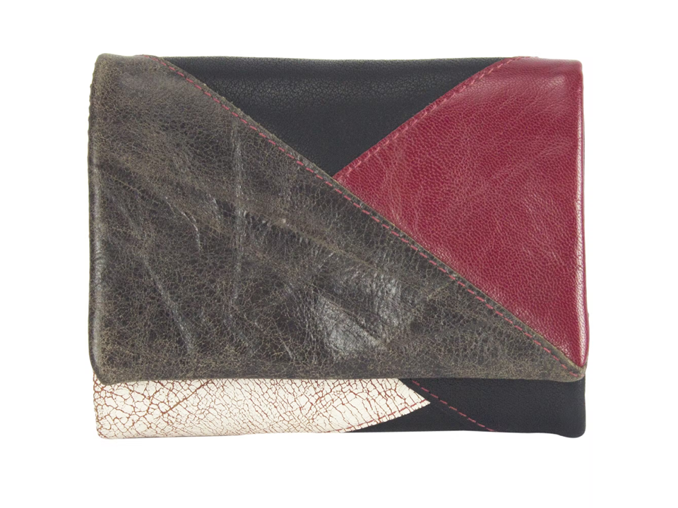 Portemonnaie Damenbörse Tina1  Leder Medium RFID Schutz Blocker Grau Schwarz Rot