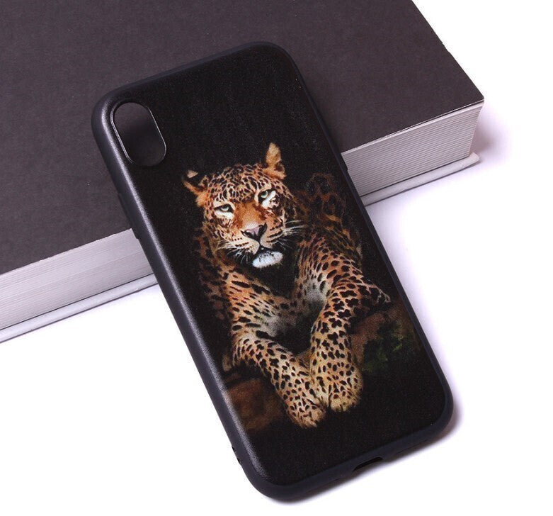 Handyhülle Apple iPhone X-XS Nano Silikon Case Schwarz Leopard Braun